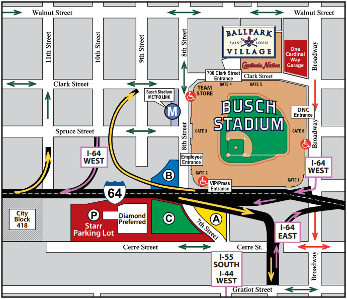 busch stadium parking map