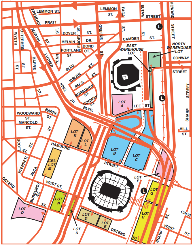 camden yards parking map