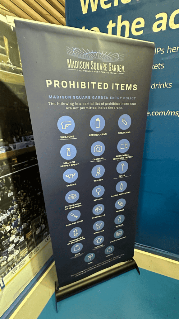 prohibited items at MSG